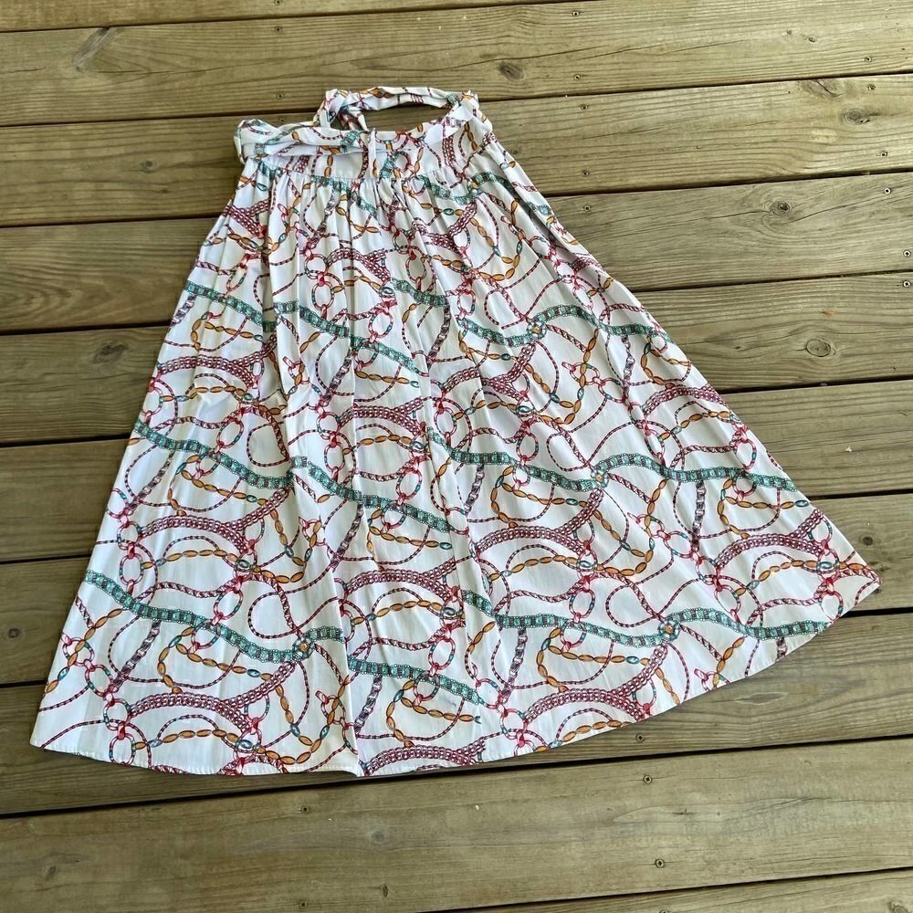 NEW Umgee White Button Front Skirt Chain Print - Picture 2 of 4